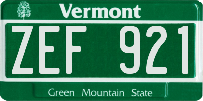 VT license plate ZEF921
