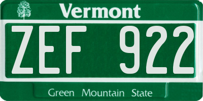 VT license plate ZEF922