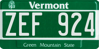 VT license plate ZEF924