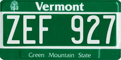 VT license plate ZEF927