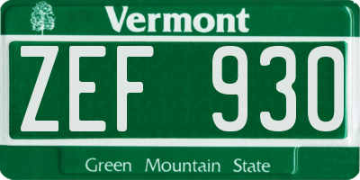 VT license plate ZEF930