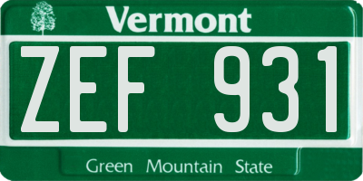 VT license plate ZEF931