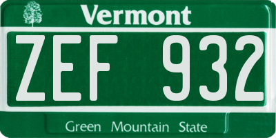 VT license plate ZEF932