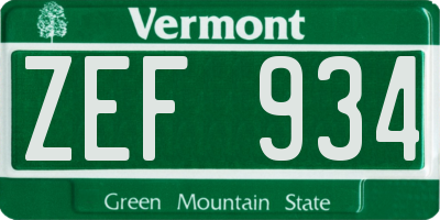VT license plate ZEF934