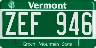 VT license plate ZEF946