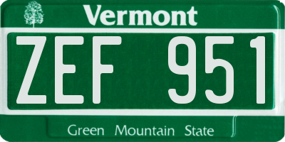 VT license plate ZEF951