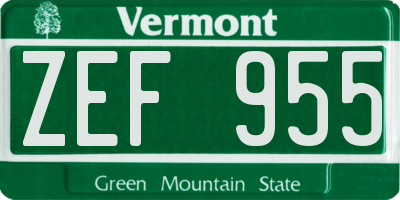 VT license plate ZEF955