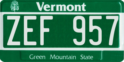 VT license plate ZEF957