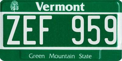 VT license plate ZEF959