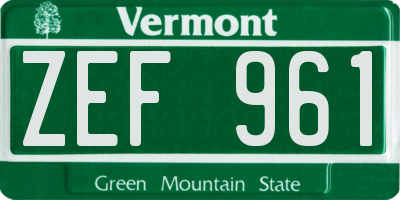 VT license plate ZEF961