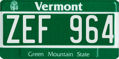 VT license plate ZEF964