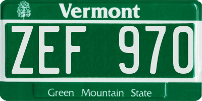 VT license plate ZEF970