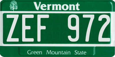VT license plate ZEF972