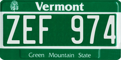VT license plate ZEF974