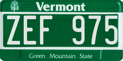 VT license plate ZEF975