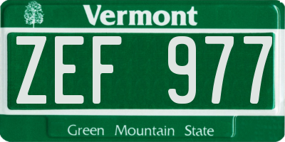 VT license plate ZEF977