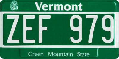 VT license plate ZEF979