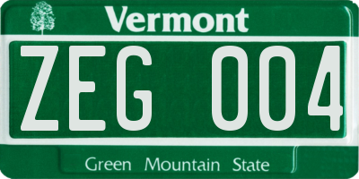 VT license plate ZEG004