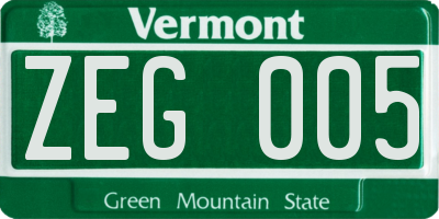 VT license plate ZEG005