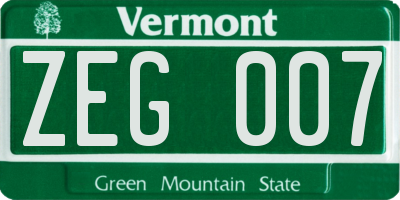 VT license plate ZEG007