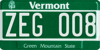 VT license plate ZEG008