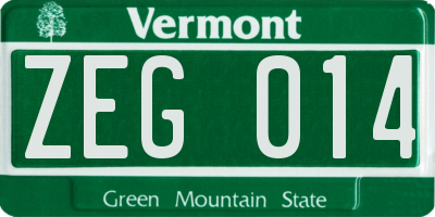 VT license plate ZEG014
