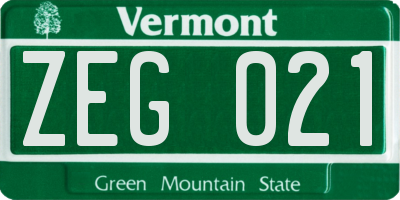 VT license plate ZEG021