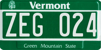 VT license plate ZEG024