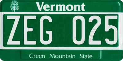 VT license plate ZEG025