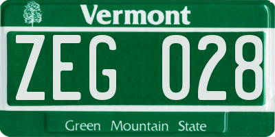 VT license plate ZEG028