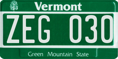 VT license plate ZEG030