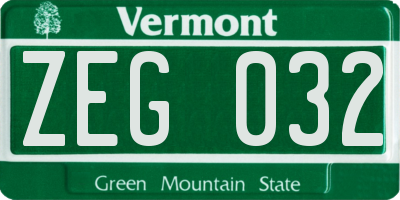 VT license plate ZEG032