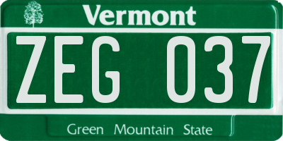 VT license plate ZEG037
