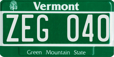 VT license plate ZEG040