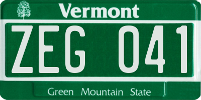 VT license plate ZEG041