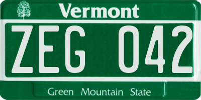 VT license plate ZEG042