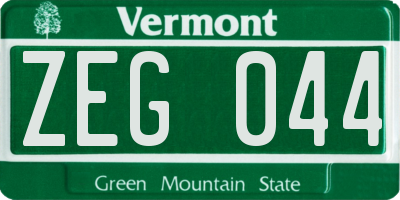 VT license plate ZEG044