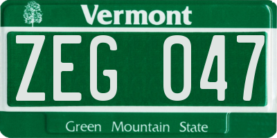 VT license plate ZEG047