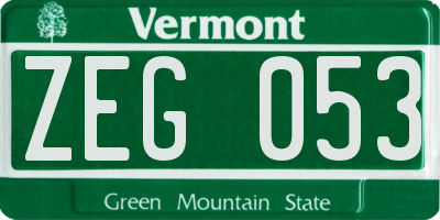 VT license plate ZEG053