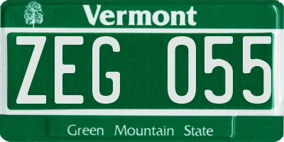 VT license plate ZEG055