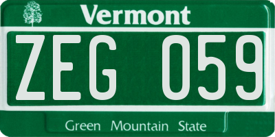 VT license plate ZEG059