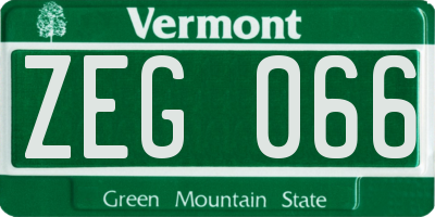 VT license plate ZEG066