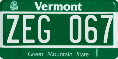 VT license plate ZEG067