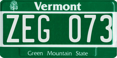 VT license plate ZEG073