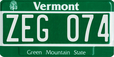 VT license plate ZEG074