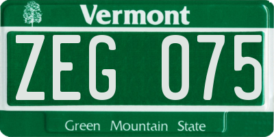 VT license plate ZEG075