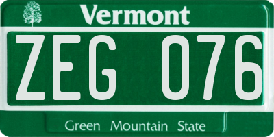 VT license plate ZEG076