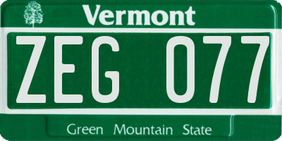 VT license plate ZEG077