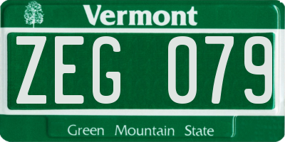 VT license plate ZEG079
