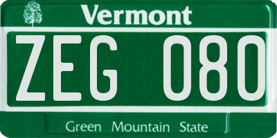 VT license plate ZEG080